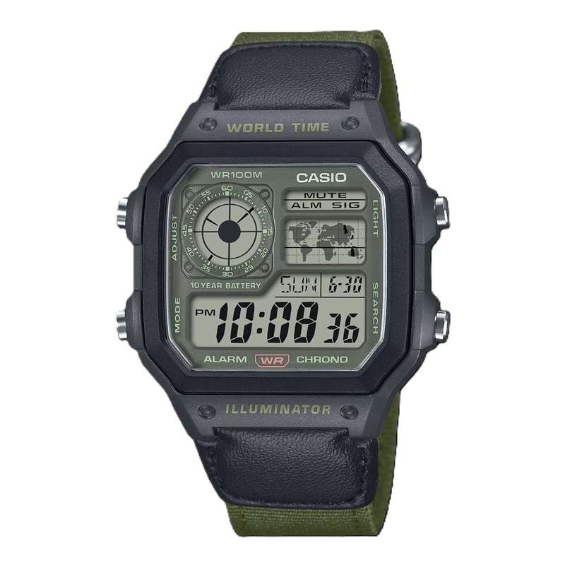 CASIO SPORT Mod. DIVER - WORLD TIME ILLUMINATOR 5 ALARMS - FUTURE CLASSIC COLLECTION - BLACK GREEN